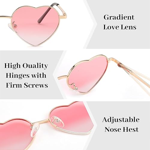 3 Paires Lunettes Coeur, Lunettes de Soleil en Forme de Coeur,Lunettes de Soleil Coeur Rose, Vintage Festival Hippie Lunettes, pour Party Annivesaire Noël Carnaval Cosplay - Nail Gallerys