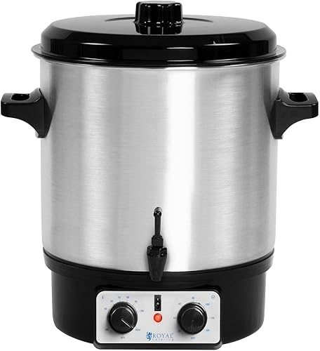 Royal Catering Marmite À Vin Chaud Distributeur À Eau Chaude RCMW-27S (27 L, 2.000 W, Avec robinet, Minuterie 0–120 min, Acier inoxydable, Plastique) - Nail Gallerys