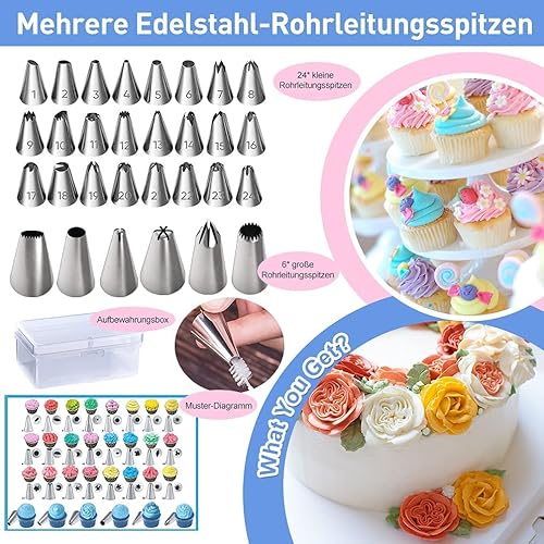 Rafow Kit de Pâtisserie Professionnel - Ustensiles à Pâtisserie 254 Pcs avec Plateau Tournant de Gâteau/Douilles Pâtisserie/Spatules - Kits de Décoration de Gâteaux pour Glaçage - Nail Gallerys