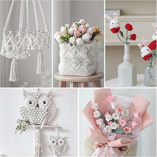 EDATOFLY Corde Macramé, Corde Macramé 3mm, Macrame Corde 3mm pour Tentures Murales, Porte Plante, Rideau, Plante Artisanat, Cadeau Décoration (Blanc) - Nail Gallerys