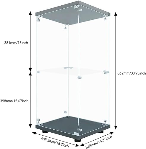 DADEA Vitrine en Verre 3 étagères, Meuble Vitrine Verre avec LED et Portes, 125x42x36 cm Vitrine Salon Vitrine pour Collection, Transparent Armoir de Verre (Blanc, 3 Niveaux) - Nail Gallerys