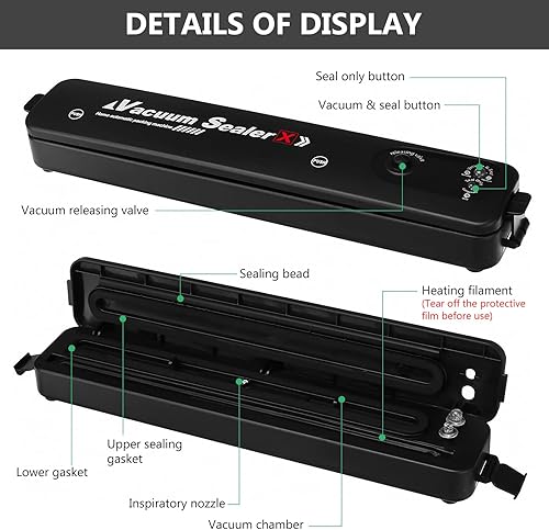 Machine Sous Vide Alimentaire: Appareils de Mise Sous Vide, Appareil Sous Vide Alimentaire Professionnelle, Machine Sous Vide pour Aliments Viandes Légumes Fruits, avec 100 Sac Sous Vide Alimentaire - Nail Gallerys