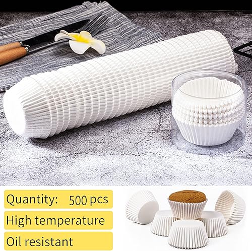 HIBISAWS caissettes cupcake 500moule cupcake caissettes muffins caissette papier moule à muffin papier cuisson standard 6,8cm 3,2cm, Blanc - Nail Gallerys