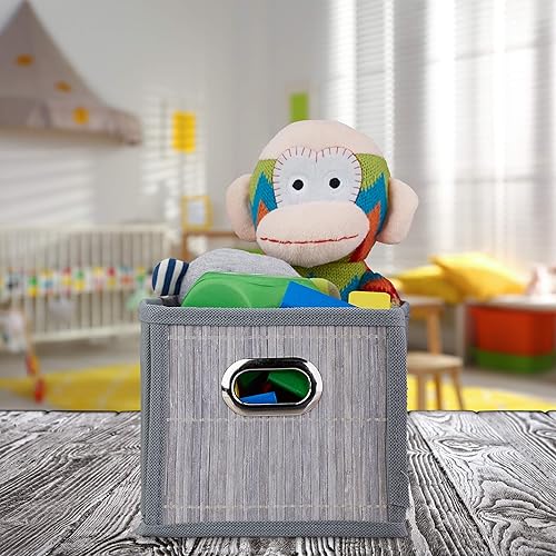 Relaxdays Panier de Rangement Bambou, Corbeille Salle de Bain, carré, boîte étroite, 14 x 15 x 31 cm, Pliant, Nature - Nail Gallerys