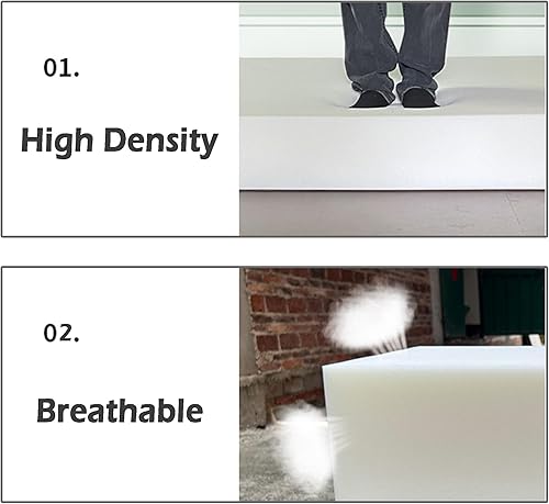 XIEMINLE Mousse blanche épaisse haute densité - Éponge ferme pour rembourrage - Parfaite pour tapis de sol, banc de jardin, canapé, fenêtre, rembourrage en mousse pour coussins (épaisseur 20 cm, 45 x - Nail Gallerys