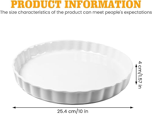 PORFOYO 2 Pièces Moule à Tarte, 25,4 cm Moules à Tarte en Porcelaine, Moule à Quiche, Moule à Pâtisserie en Céramique Antiadhésif, Plat à Tarte, Moule à Tarte aux Fruits pour Muffin, Gâteau - Nail Gallerys