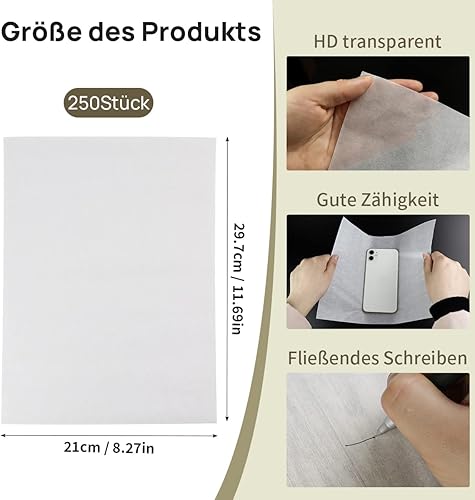 Lot de 100 feuilles de papier calque 35 g/m² Suofuolef A4 210 x 297 mm pour croquis, pause, emballage, dessin - Nail Gallerys