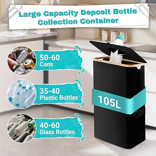 Poubelle Cuisine 105l,Poubelle Recyclage Poubelle Verre Poubelle Tri Selectif Sac Tri Selectif Conteneur De Collecte De Bouteilles Réutilisables pour 30 à 50 bouteilles（1 Sac, 1 Trou - Nail Gallerys