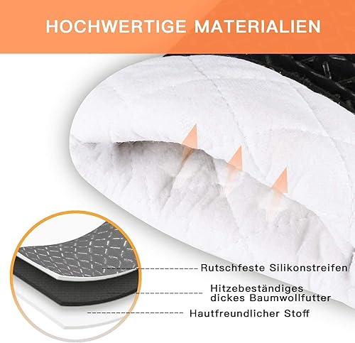 MILcea Lot de 4 Gants de Cuisine Résistants à la Chaleur, Antidérapants pour la Cuisson, Les Grillades - Noir - Nail Gallerys