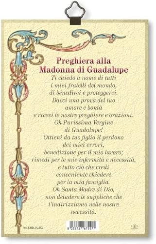 Fratelli Bonella | Tableau Sacro sur bois MDF de peuplier 8 mm avec la Vierge de Guadeloupe avec prévière dédiée sur l'arrière 10 x 15 cm | Made in Italy - Nail Gallerys