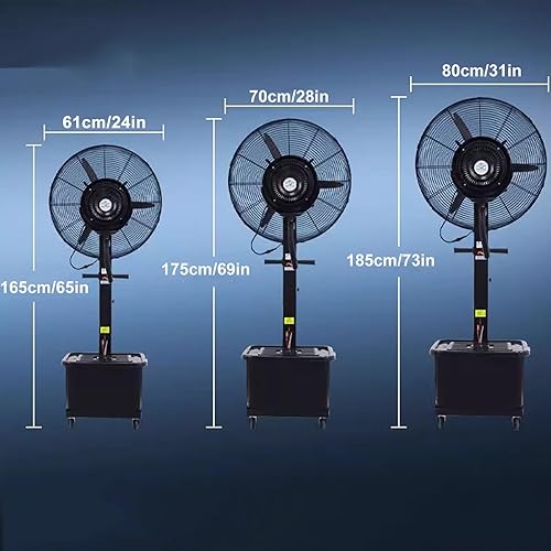 Ventilateur Portable Brumisateur, Ventilateur de Refroidissement sur Pied Extérieur 3 Vitesses, Oscillation 90 °, Réservoir d'eau 42 L, Ajout Automatique d'eau ( Color : B 220V , Size : 81cm/31in ) - Nail Gallerys