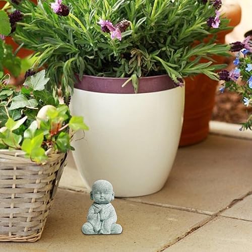 LOSOO Petite Bouddha - Figurine Petit Moine | Statues Mignonnes Moine Bouddha en résine, pièce maîtresse Figurines Miniatures pour Tableau Bord Voiture Bureau Table - Nail Gallerys