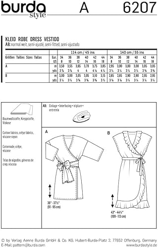 Burda B6207 Patron de Couture, Papier, Blanc, 34-44 - Nail Gallerys