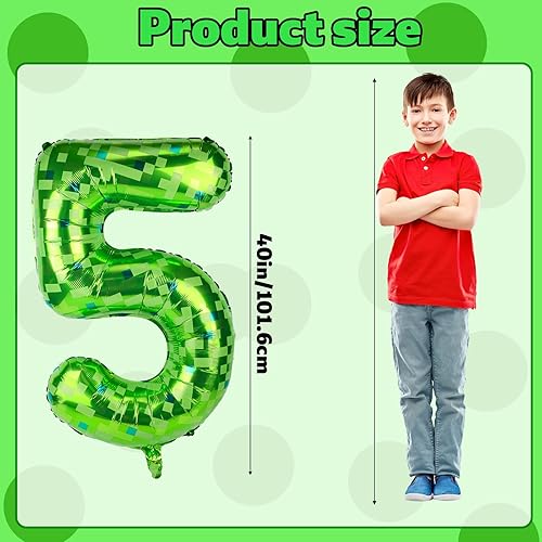 Ballons Numérotés Pixel, 101 cm Grands Ballons Verts Aluminium Décorations de Fête à Thème de Jeu pour Anniversaire Enfants Garçons Et Filles (Numéro 0) - Nail Gallerys