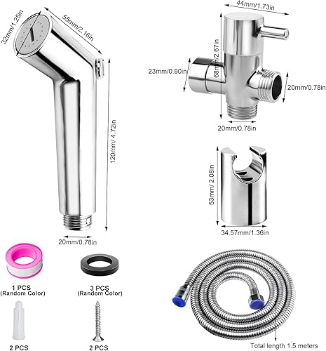 cersaty Lot de 4 douchettes de bidet, en argent, avec 1 bande d'étanchéité filetée, pour animaux de compagnie, douche, salle de bain, toilettes - Nail Gallerys