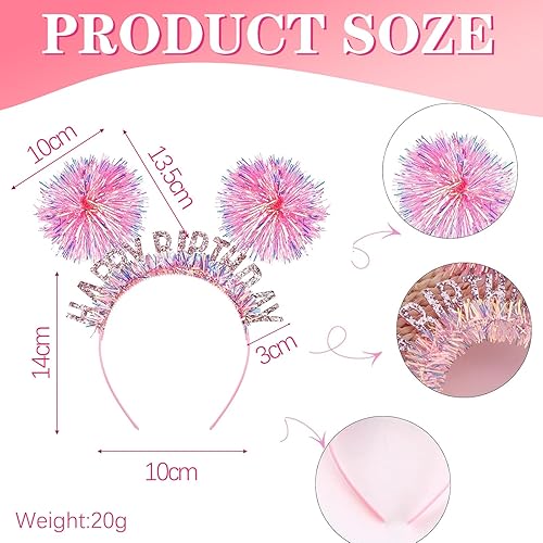 FloralGrace Lot de 2 bandeaux d'anniversaire avec couronne à paillettes pour filles, décoration de fêtes et cadeaux sucrés (rose) - Nail Gallerys