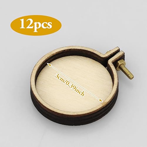 Lot de 12 mini cerceaux en bois perforés pour point de croix, cerceau à broder, point de croix, artisanat (3,5 cm × 3 cm, dimensions extérieures) - Nail Gallerys