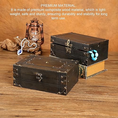 Coffre au Trésor en Bois Antique, Boîte au Trésor Décorative, Boîte de Rangement en Bois Vintage, Boîte au Trésor Multifonctionnelle pour Bijoux, Décoration Intérieure (Style 2) - Nail Gallerys