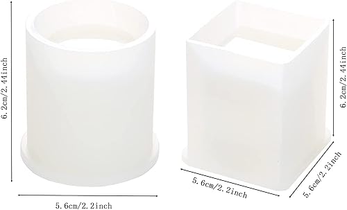 Epoxy Casting Mold Moule rond en silicone pour porte-stylo carré Moule de moulage de pot de fleurs en résine bricolage pour pot de fleur en résine époxy porte-stylo artisanat bijoux en cristal 2pcs - Nail Gallerys