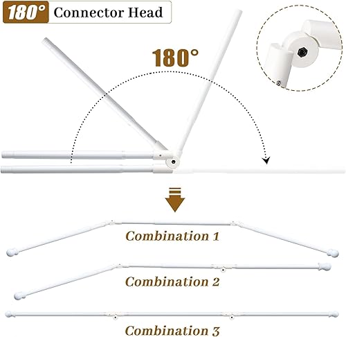 Tringle à Rideaux Baie Vitrée, 76-345cm Tringle à Rideau Réglable en Forme de L en Acier Inoxydable, Tringles à Rideaux de Baie de 25mm Diamètre pour Chambre à Coucher, Salon/Noir Mat - Nail Gallerys