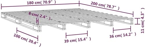 Générique Lit de Palette 180x200 cm Bois de pin Massif très Grand,Meubles,Lits & Accessoires,Lits & Cadres de lit,Brun,59.26 LB,821407 - Nail Gallerys