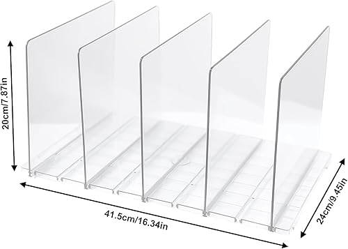 Domigard 5 Pièces Separateur Etagere,Rangement Sac à Main Réglables, Séparateur d'étagères Armoire Amovible Separateur Etagere Dressing pour Armoire Bureau, Transparent - Nail Gallerys