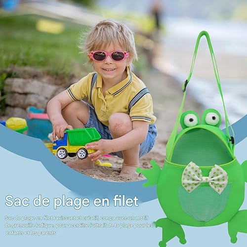 Panier Plage en Filet,Sac Tamis Sable Collecte Coquillages | Sac Cordon Réglable Grenouille Enfant Vacances Extérieur Voyage - Nail Gallerys