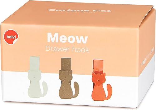 Balvi Porte-torchon pour tiroir Meow! Set de 3 Pieces Couleur Brun, Gris et Blanc Crochets de Porte p - Nail Gallerys