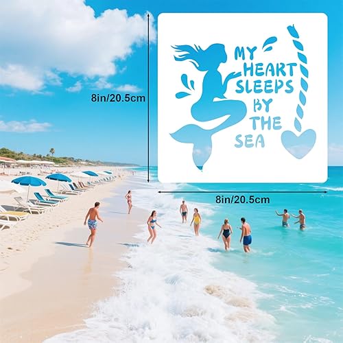 Tinoaly 16 Pièces Pochoirs à Thème Plage pour Peinture, 20,5cm Plastique Réutilisable Pochoirs Océan Parfait pour L'art de Plage DIY D'été Sur Bois Tissu et Murs - Nail Gallerys