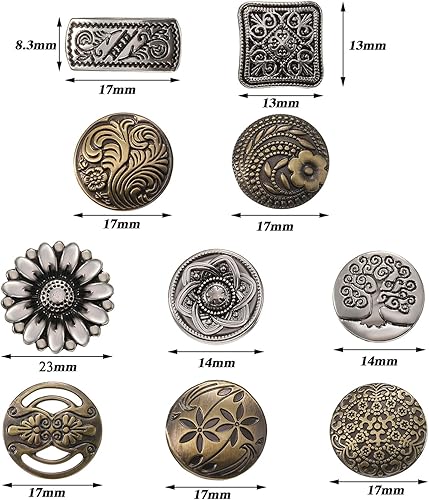 80 Pièces Boutons en Métal de Couleur Argente et Bronze Antique pour Couture DIY Décorations de Couture dArtisanat, Boutons de Fleur Ronds à Style Vintage Mixte - Nail Gallerys