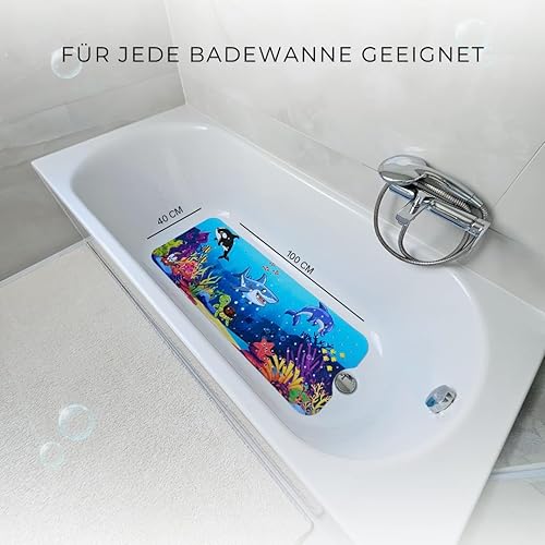 SchönerR Tapis de bain antidérapant pour enfants et bébés – 100 % sans BPA – Tapis antidérapant – 100 x 40 cm – Motif doux – Qualité supérieure - Nail Gallerys