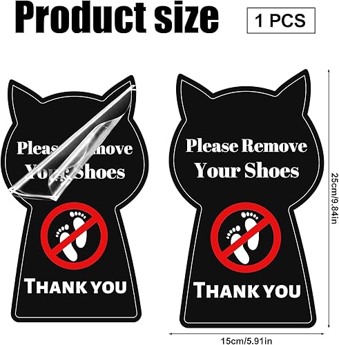 Panneau Veuillez Retirer vos Chaussures, 25x15cm Forme de Chat Panneau Enlever vos Chaussures Autocollant Panneau Enlevez vos Chaussures Panneau pas de Chaussures pour Maison Porte Mur - Nail Gallerys