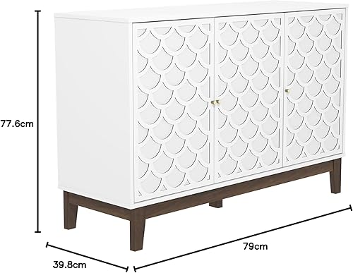 Galano Trafford Buffet à 3 Portes – Armoire à tiroirs de Rangement pour Salon, Chambre à Coucher ou Cuisine (Trafford, Blanc) - Nail Gallerys
