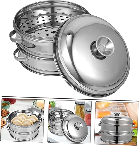 HOLIDYOYO Marmite À Vapeur Robuste En Acier Inoxydable Avec Couvercle Pour Cuisson À La Vapeur Chinoise Cuiseur À Vapeur Pour Légumes Cuiseur À Vapeur Pour Petits Pains 1 Ensemble - Nail Gallerys