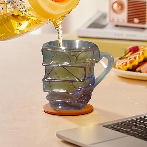 Mug de livre peint, Books vintage tasse de café, livres créatifs tasses à café en forme de pile, livres colorés à thème avec poignée, pour les amoureux littéraires, les professeurs, les amis - Nail Gallerys