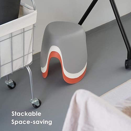 SHIMOYAMA Tabouret pour enfants, 25 cm de haut, pour enfants et adultes, tabouret en plastique, petite assise, peut supporter jusqu'à 100 kg pour un usage quotidien à la maison (rouge corail) - Nail Gallerys