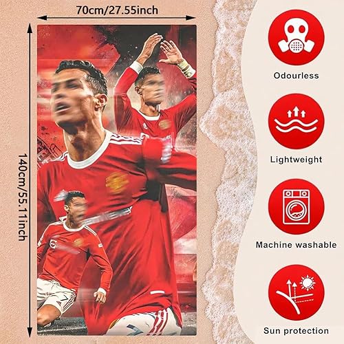 PLNVNVP Football Stars Serviette de Plage,Serviette de Plage Ronado,Serviettes de Plage Homme et Femme,Serviettes de Bain Microfibre,Cadeau pour Fans,70x140CM - Nail Gallerys