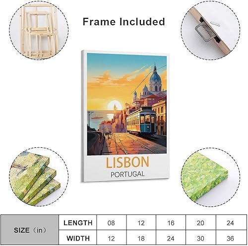 Poster de voyage vintage Lisbonne Portugal 20 x 30 cm - Nail Gallerys