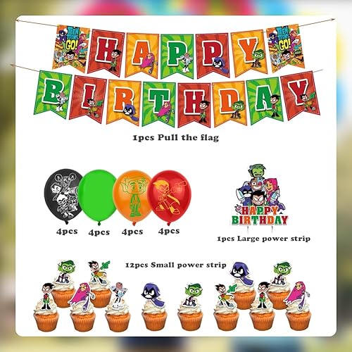 Set de Décoration de Fête Titans, Décoration d'Anniversaire Titans, Bannière d'Anniversaire Titans, Ballons de Décoration de Gâteaux pour les Fêtes d'Anniversaire à Thème des Enfants - Nail Gallerys