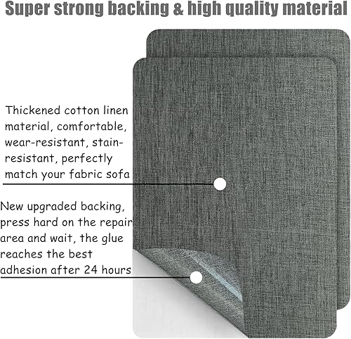 Lot de 3 grands patchs autocollants en tissu de lin - Pour canapés, chaises, chaussures et vêtements - Kit de réparation de moquette - Facile à couper et réutilisable - Gris foncé - 20,3 x 27,9 cm - Nail Gallerys