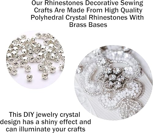 acdokuk Lot de 450 strass en cristal à coudre - 3 à 10 mm - Dos plat - Pour travaux manuels, vêtements, robe de mariée, costume, chaussures - Nail Gallerys