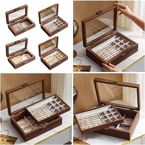 ZBIianxer Boîte à bijoux en bois de noyer résistant à l'humidité avec plusieurs compartiments - Nail Gallerys