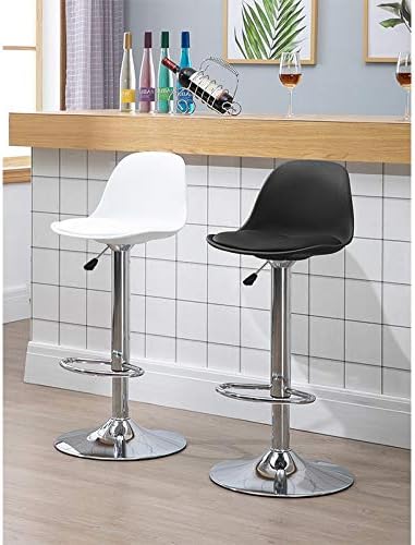 Drumm Lot de 2/4/6/8 Tabourets de Bar,Chaises de Bar Scandinave en Cuir PU,Réglable en Hauteur et Rotative à 360°,Tabourets Hauts avec Dossier et Repose-Pieds (Siège Blanc + Barre Noire-2) - Nail Gallerys