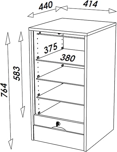 SIMMOB Classeur à Rideau 4 Etagères 1 Kit DS Serrure Larg 41,4 Haut 76 Prof 44 cm - Hêtre - Nail Gallerys