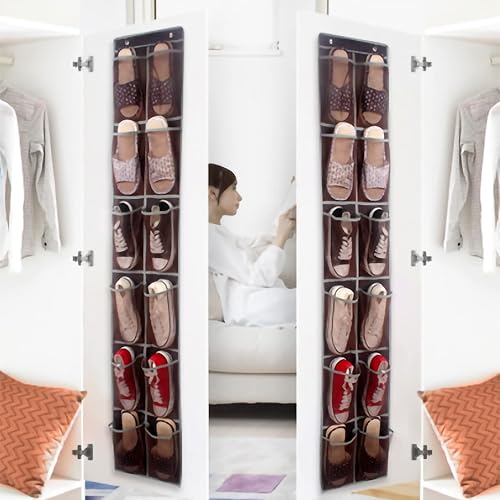 Alvinlite au-Dessus de la Porte Organisateur de Chaussures 12 Poches Bottes Rangement Suspendu étagère à Chaussures pour Placard Blanc - Nail Gallerys