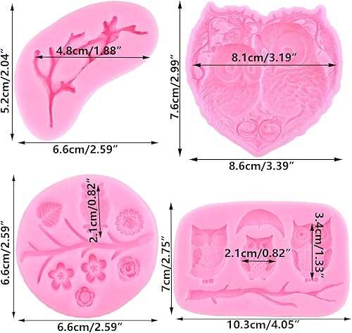 RFGHAC Lot de 4 moules en silicone 3D hiboux en forme de branche d'arbre pour décoration de gâteaux, chocolat, pâte à sucre, pâte polymère - Nail Gallerys