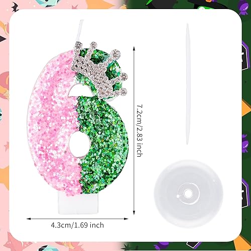 Bougie de Sorcière, Rose Vert Bougies d'Anniversaire Scintillantes Décoration de Gâteau Numérotée pour Thème Sorcière Magique Enfants Adultes Fournitures Fête d'Anniversaire (Numéro 5) - Nail Gallerys