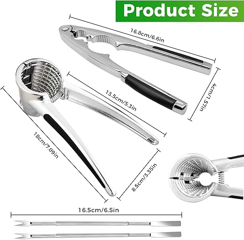 Ambolio Casse Noix, Casse Noix de 4 Pièces, Pince Casse Noisette, Casse Noisette avec Fourchette Convient pour l'Épluchage des Noix, des Fruits à Coque, des Homards, des Crabes, Etc - Nail Gallerys