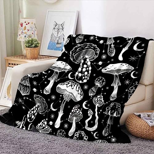 BNREDA Couverture Douillette pour Enfant avec imprimé Champignon - Jolie Couverture Polaire en Flanelle - Chaude et Confortable (Champignon-2, 150x200cm) - Nail Gallerys