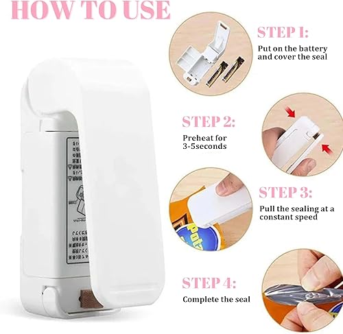 Mini sac scellant Scellant magnétique Scelleur de chaleur Batterie à chaleur à PORTABLE SAG ABS PORTABLE POUR SCOLER FRUITS, Légumes, collations et plus sacs - Nail Gallerys